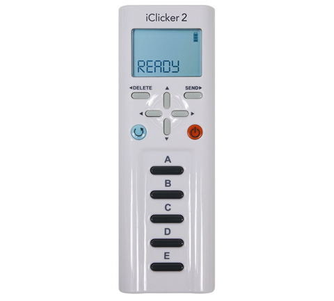 An iClicker 2 handheld student remote
