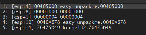 VirtualProtect args